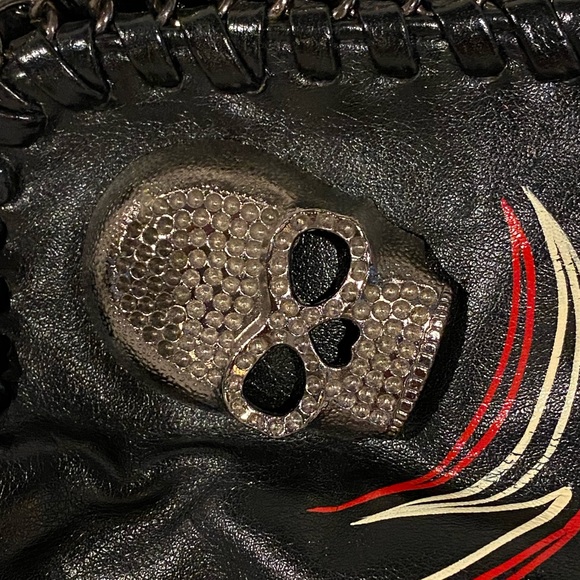 Black clutch- rockabilly, skull, pinstriped. Cute! - Picture 4 of 7